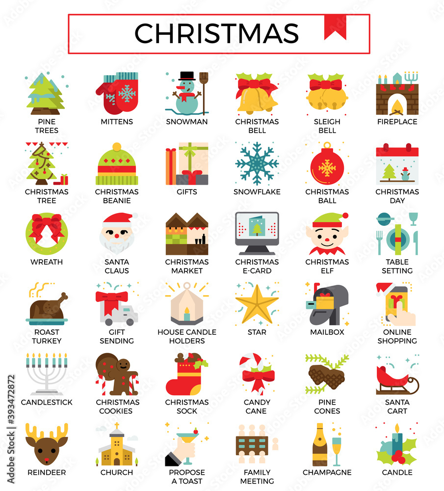 Obraz premium Christmas icon set.