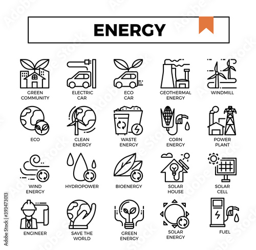 Energy icon set.