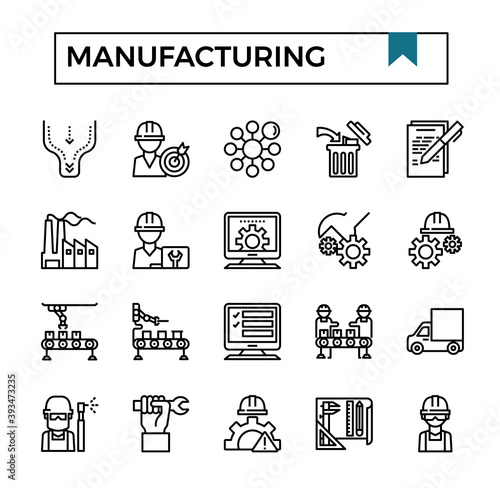 Manufacturing and industry icon set.