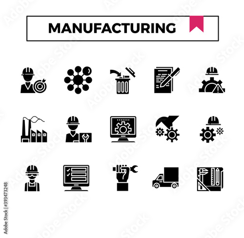 Manufacturing and industry icon set.