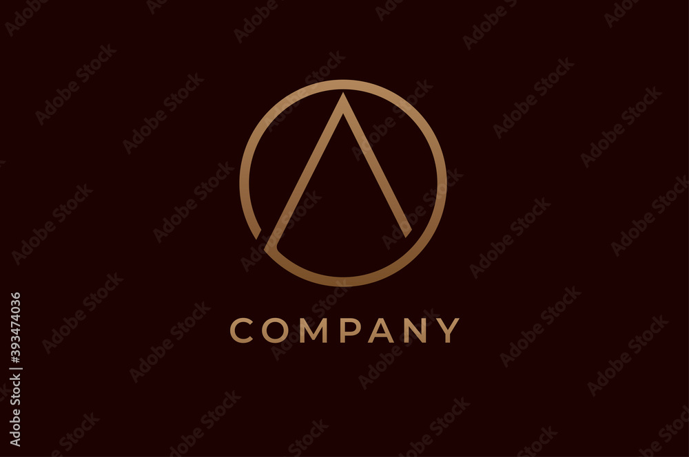 Abstract initial letter A logo, Gold linear rounded style isolated on dark background, usable for branding and business logos, Flat Logo Design Template, vector illustration Abstract initial letter A logo, Gold linear rounded style isolated on dark background, usable for branding and business logos, Flat Logo Design Template, vector illustration