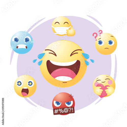 social media emoji set different mood and emotion expression