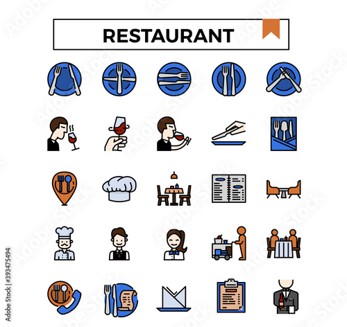 restaurant icon set.