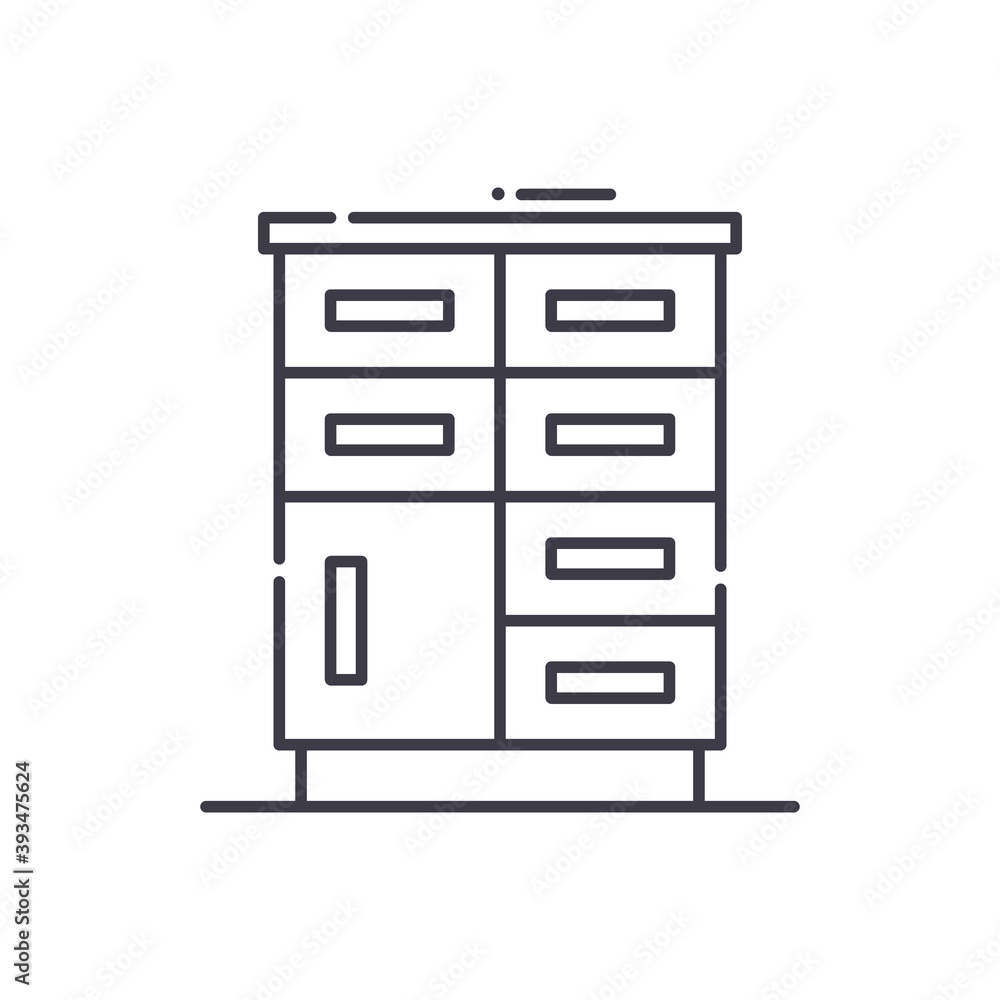 Storage cabinet icon, linear isolated illustration, thin line vector, web design sign, outline concept symbol with editable stroke on white background.