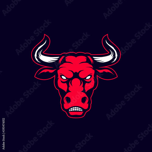 angry bull sports mascot icon with aggressive expression vector icon