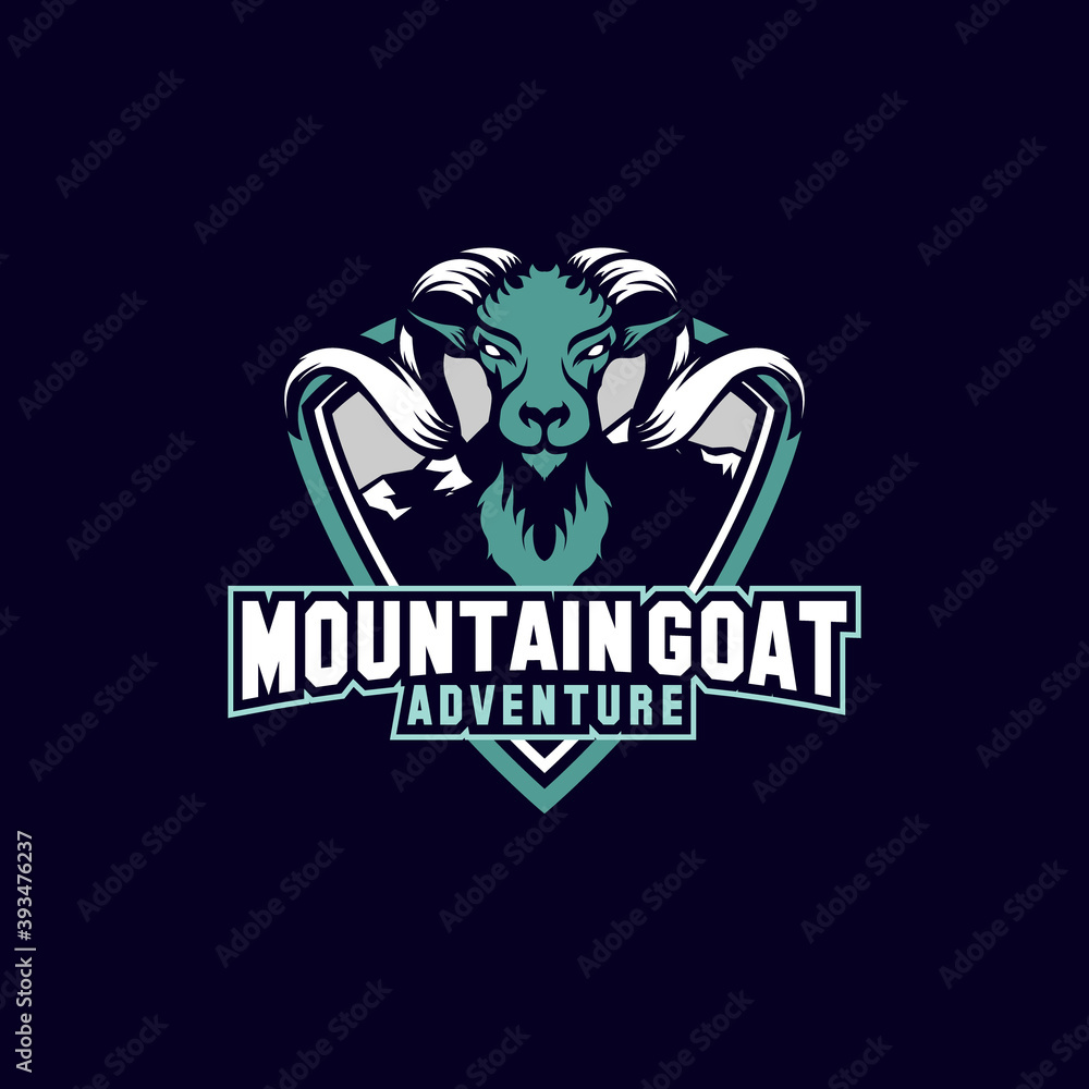 mountain goat adventure mascot shield with aggressive expression vector icon mountain goat adventure mascot shield with aggressive expression vector icon