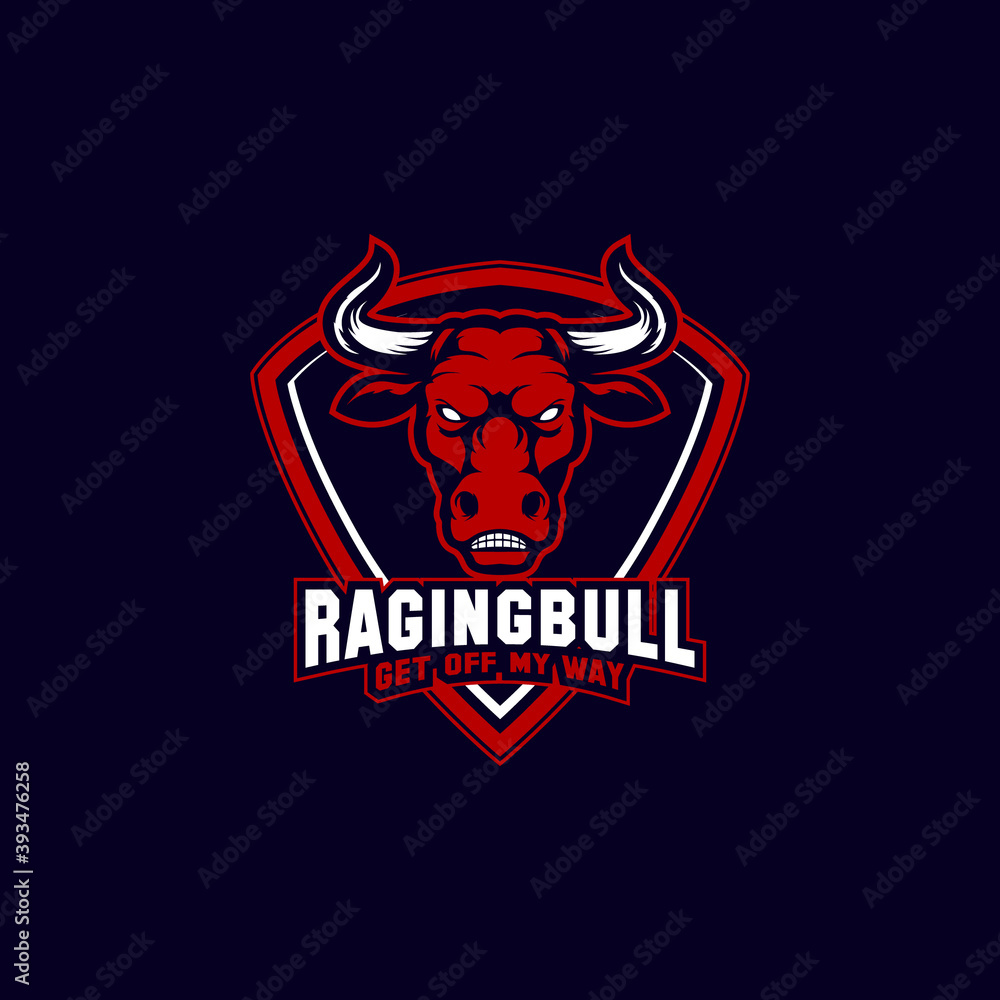 Fototapeta premium angry bull sports mascot shield with aggressive expression vector icon
