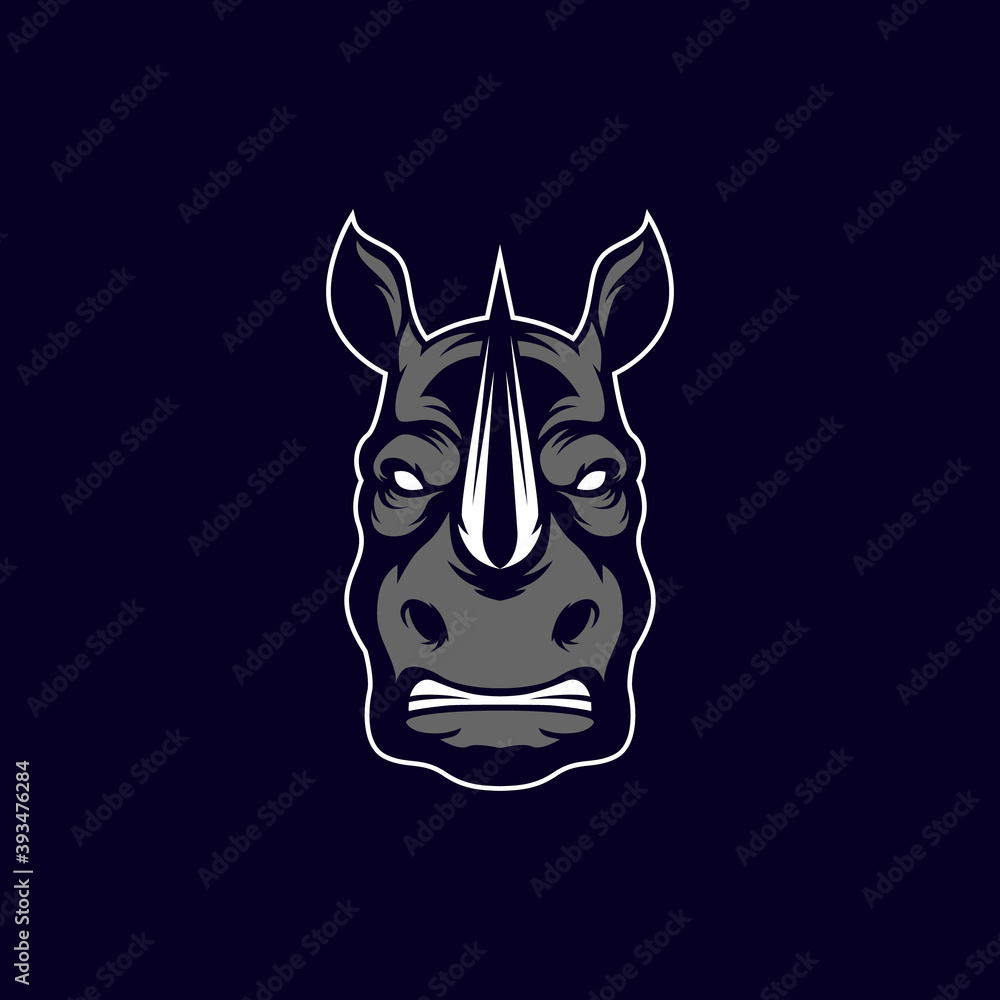 angry african rhino sports mascot with aggressive expression vector icon