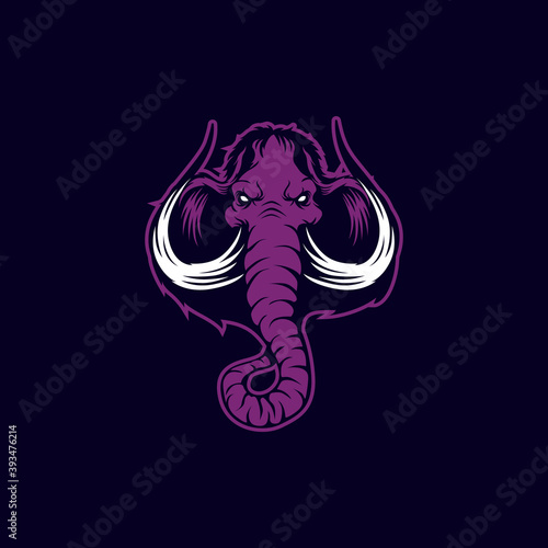 ancient woolly mammoth sports mascot with aggressive expression vector icon
