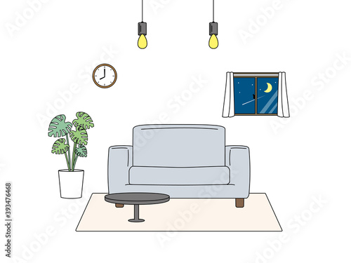 シンプルなリビング　部屋のイラスト