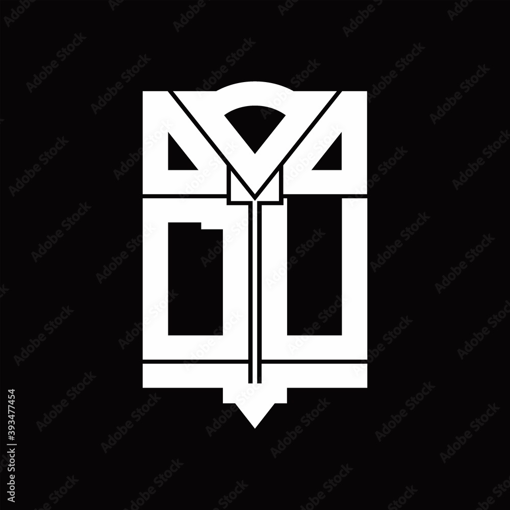 DU Logo monogram with shield emblem shape design template DU Logo monogram with shield emblem shape design template