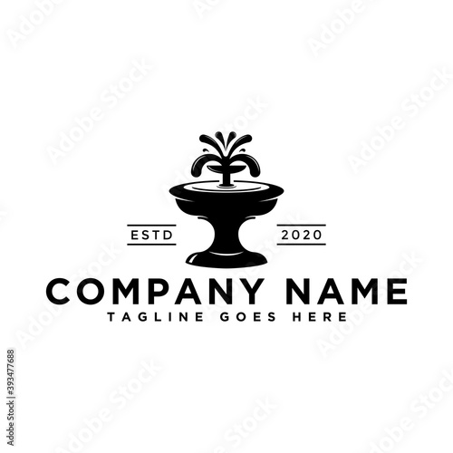 vintage retro stone water fountain logo design inspirations
