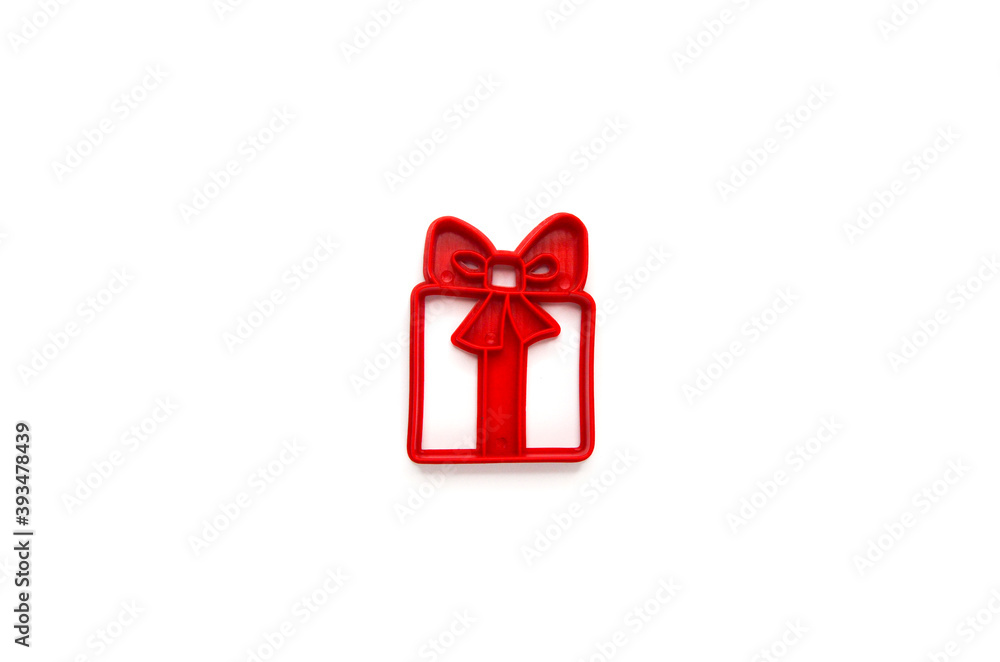 Christmas cookie molds in the shape of a gift box, creative food concept Christmas cookie molds in the shape of a gift box, creative food concept