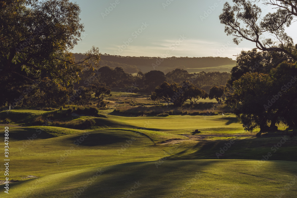 Fototapeta premium golf course at sunset 