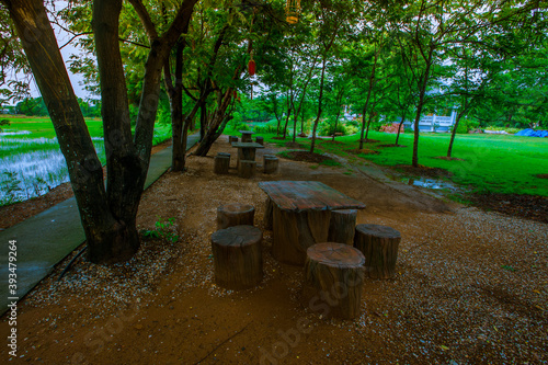 The background of an important tourist attraction in Khon Kaen Province. (Wat Thung Setthi) is a large pagoda in the middle of a swamp, tourists always come to see the beauty in Thailand. photo