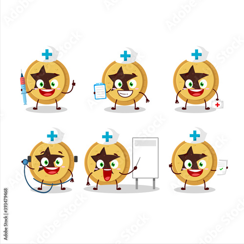 Doctor profession emoticon with bread star cartoon character