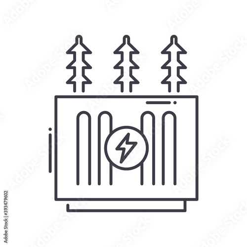 Transformer icon, linear isolated illustration, thin line vector, web design sign, outline concept symbol with editable stroke on white background.