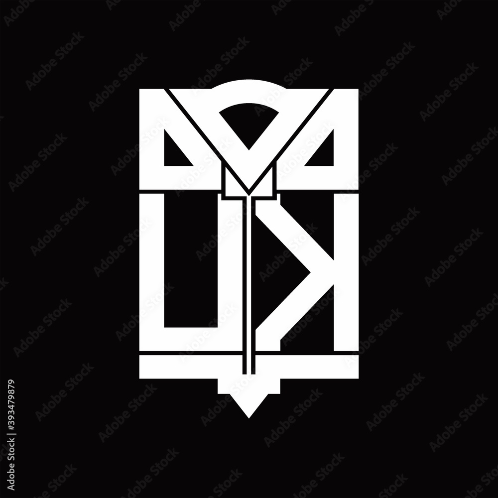 UK Logo monogram with shield emblem shape design template UK Logo monogram with shield emblem shape design template