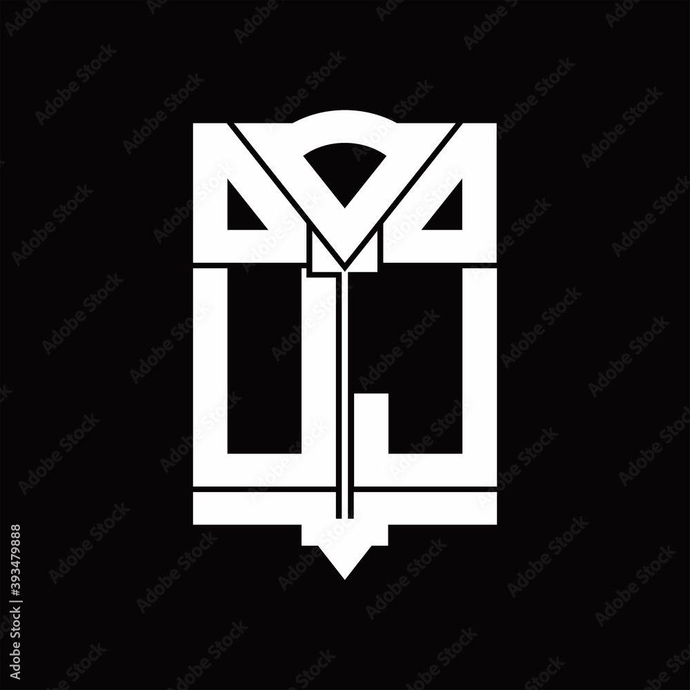 UJ Logo monogram with shield emblem shape design template UJ Logo monogram with shield emblem shape design template