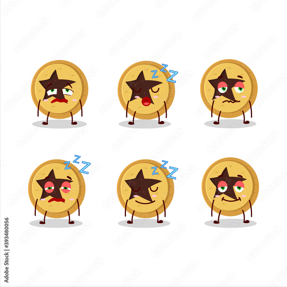 Cartoon character of bread star with sleepy expression
