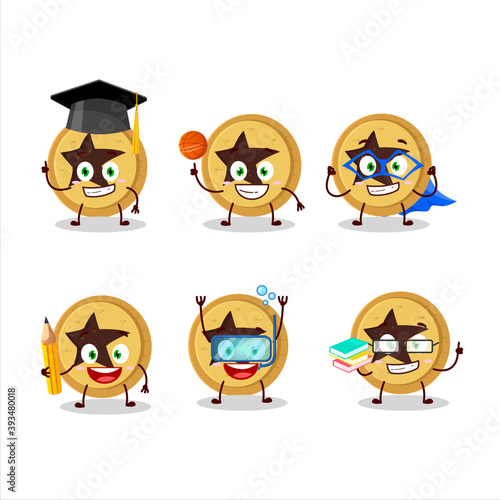 School student of bread star cartoon character with various expressions