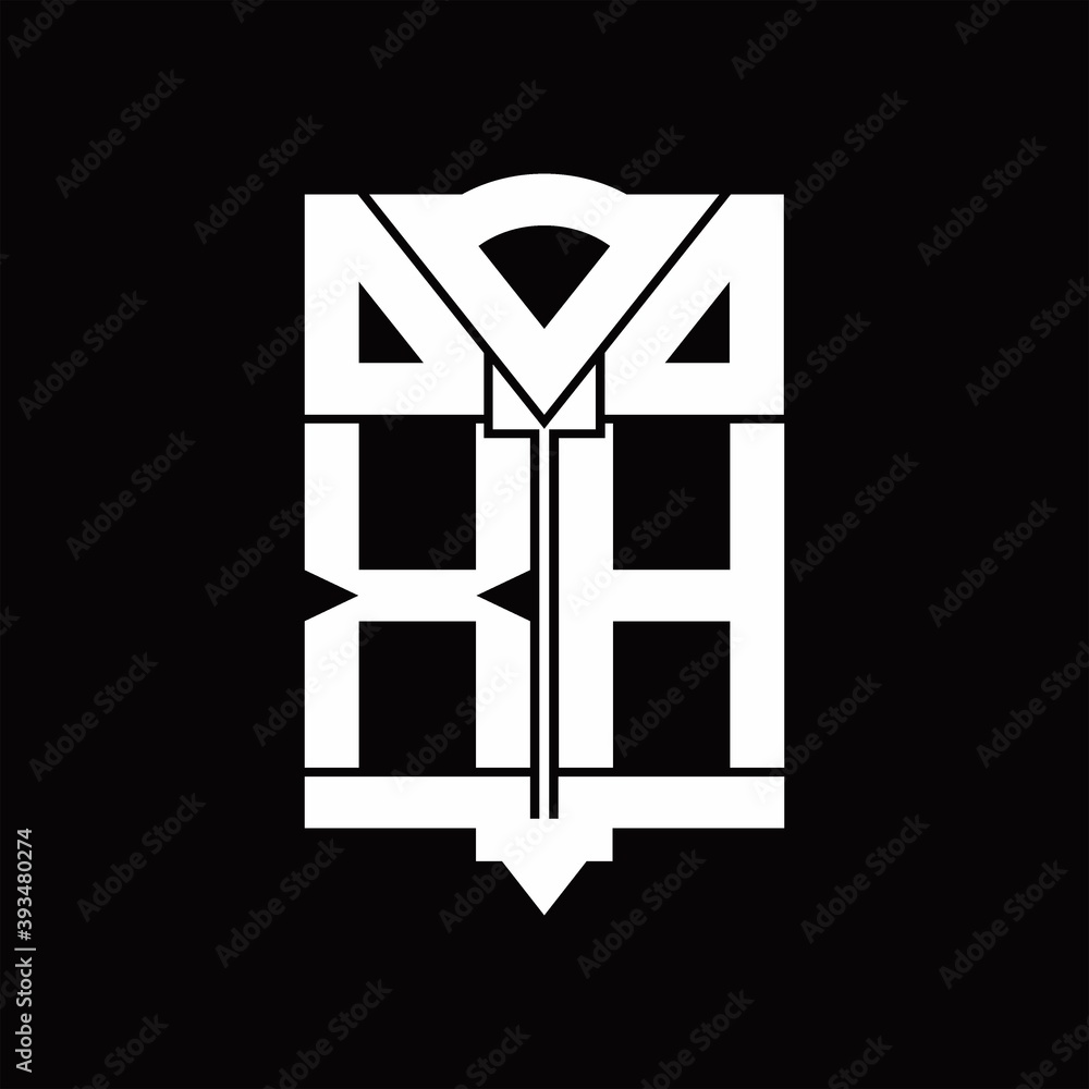 XH Logo monogram with shield emblem shape design template XH Logo monogram with shield emblem shape design template