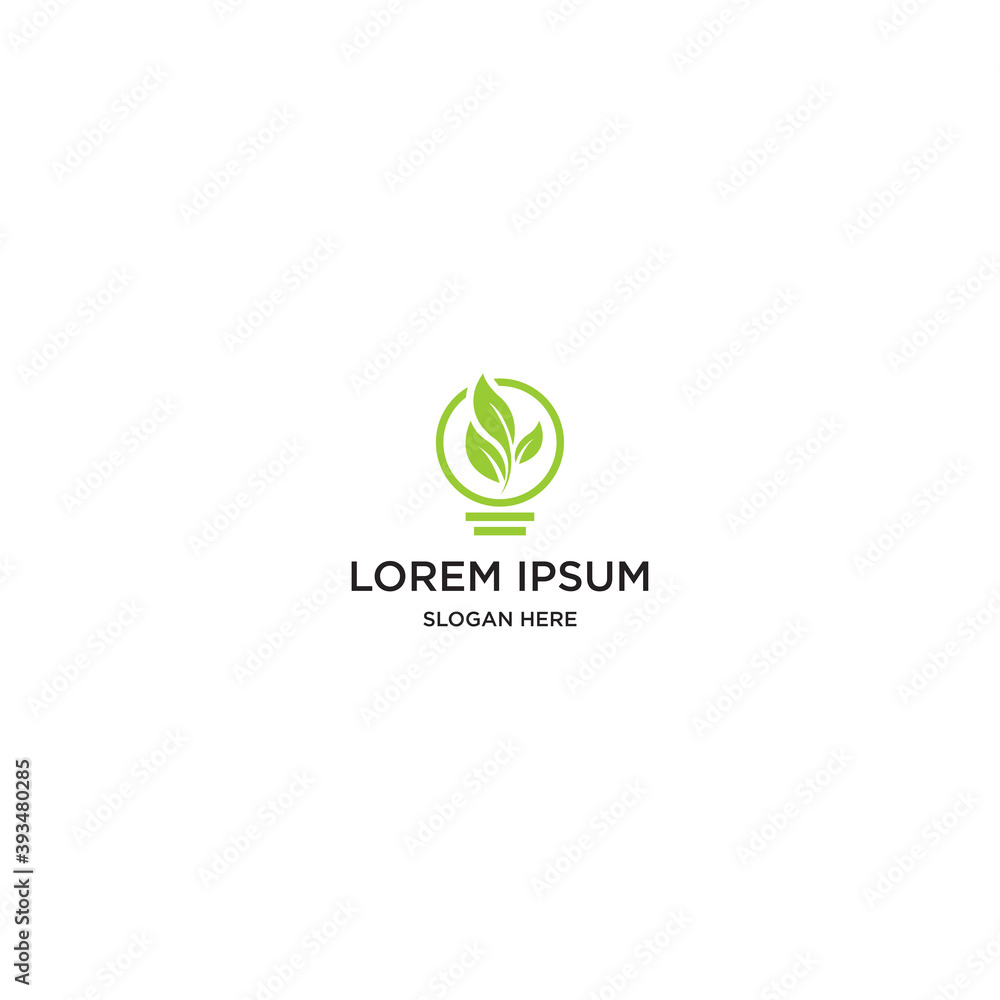 leaf lamp logo design template - vector