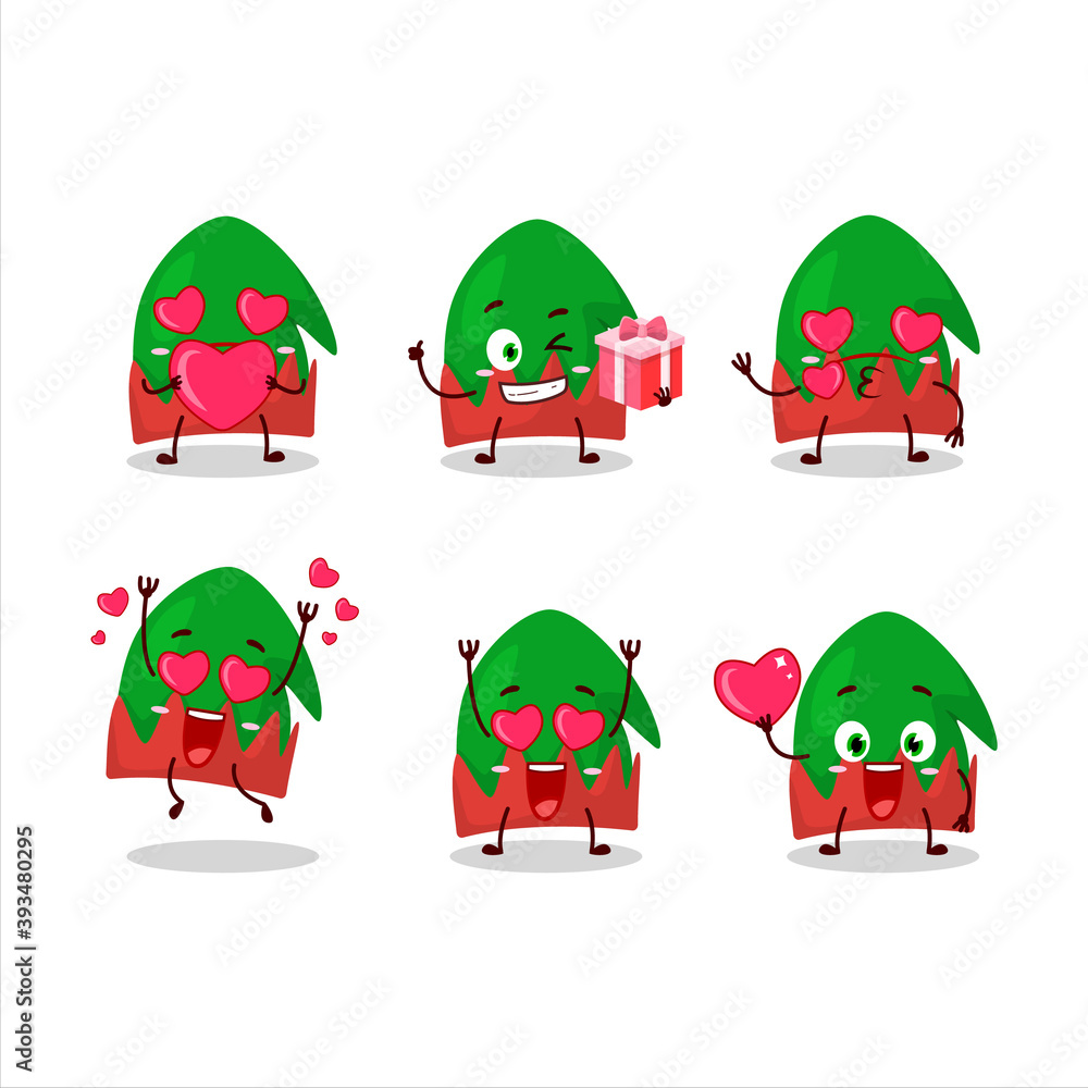Dwarf hat cartoon character with love cute emoticon