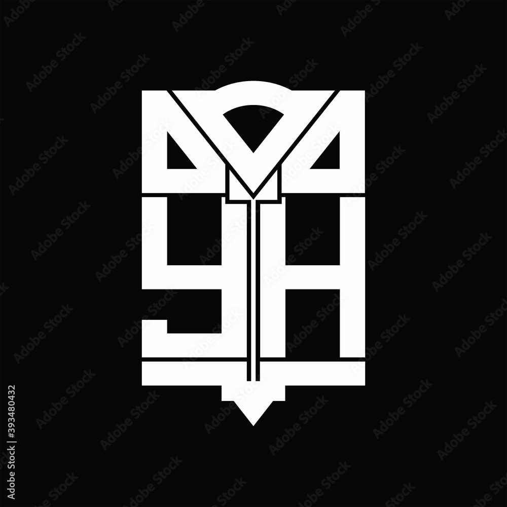 YH Logo monogram with shield emblem shape design template YH Logo monogram with shield emblem shape design template