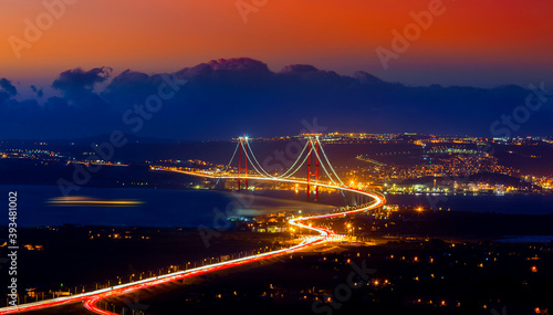 Osmangazi Bridge or Izmit Bay Bridge is the fourth longest span suspension bridge in the world with a middle span of 1.550 meters and a total length of 2.682 meters, built between Dilovası Dil Cape in photo