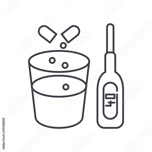 Use antipyretic icon, linear isolated illustration, thin line vector, web design sign, outline concept symbol with editable stroke on white background.