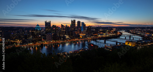 Pittsburgh Urban City Infastructure with pretty colors, bridges, city skyline and room for copy 