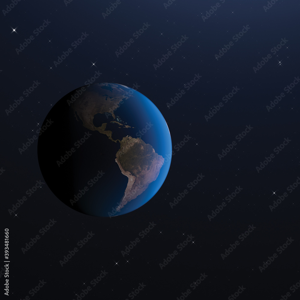 Obraz premium Earth in Space 3d Render America Continent Background Square