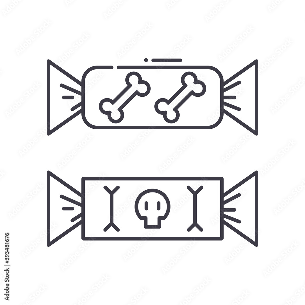 Trick or treat icon, linear isolated illustration, thin line vector, web design sign, outline concept symbol with editable stroke on white background. Trick or treat icon, linear isolated illustration, thin line vector, web design sign, outline concept symbol with editable stroke on white background.
