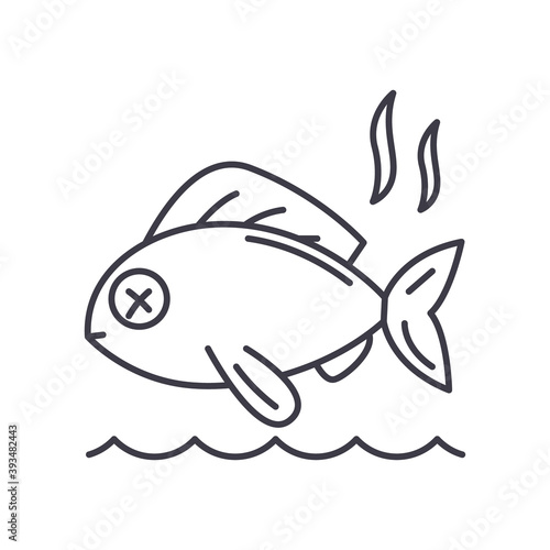 Stinky fish icon, linear isolated illustration, thin line vector, web design sign, outline concept symbol with editable stroke on white background.
