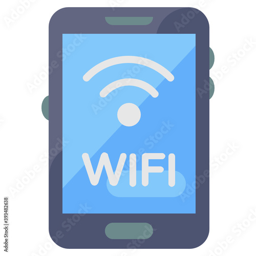 
A flat vector of mobile wifi, signals inside smartphone 
