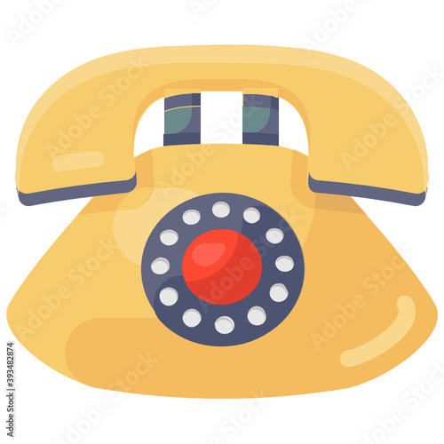 
A vector design of landline, line icon of vintage telephone 
