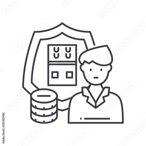 Reinsurance icon, linear isolated illustration, thin line vector, web design sign, outline concept symbol with editable stroke on white background.