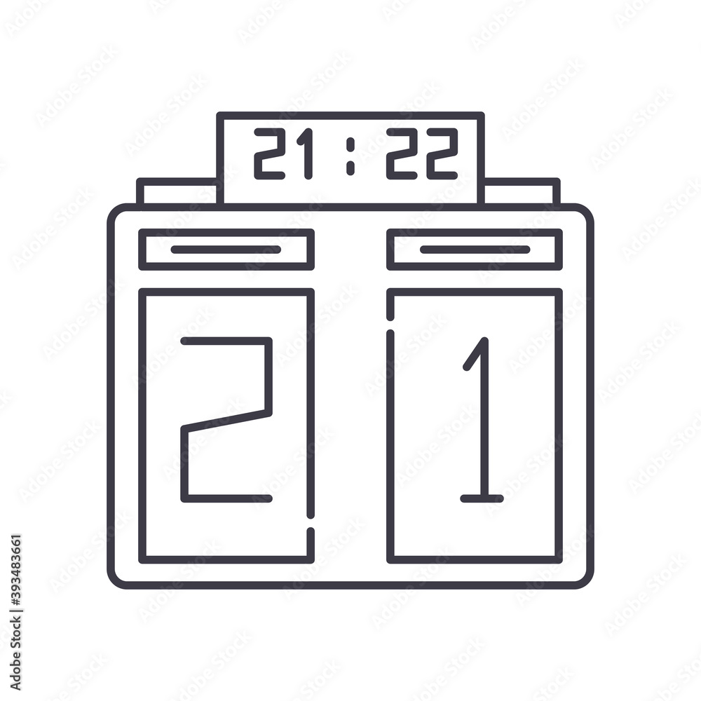 Score table icon, linear isolated illustration, thin line vector, web design sign, outline concept symbol with editable stroke on white background. Score table icon, linear isolated illustration, thin line vector, web design sign, outline concept symbol with editable stroke on white background.