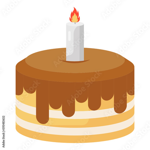
Candle burning on cake, easter cake vector design 
