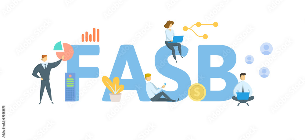 FASB, Financial Accounting Standards Board. Concept with keywords, people and icons. Flat vector illustration. Isolated on white background. FASB, Financial Accounting Standards Board. Concept with keywords, people and icons. Flat vector illustration. Isolated on white background.