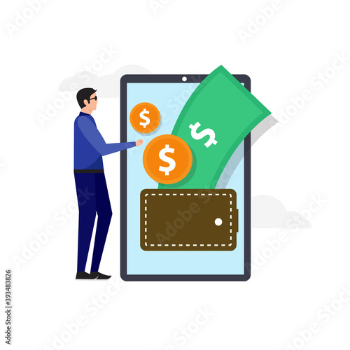 Vector illustration of abstract payment technology concept. Digital wallets, beacons, contactless payments, digital banking tools, money transfers, personalized marketing, paypass abstract metaphors.
