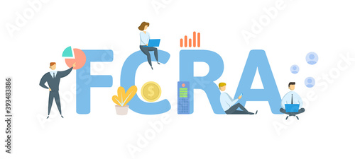 FCRA, Fair Credit Reporting Act. Concept with keywords, people and icons. Flat vector illustration. Isolated on white background.
