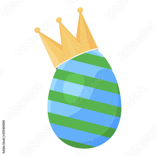 
Crown on a egg, easter king egg in flat icon

