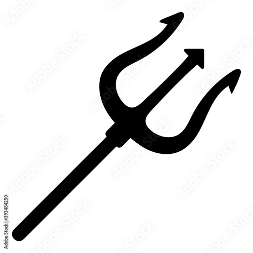 
A devil sword in flat design, trident vector 
