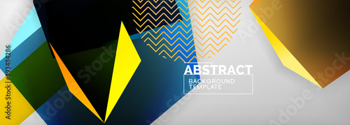 Low poly 3d geometric shapes, minimal abstract background. Vector illustrations for covers, banners, flyers and posters and other