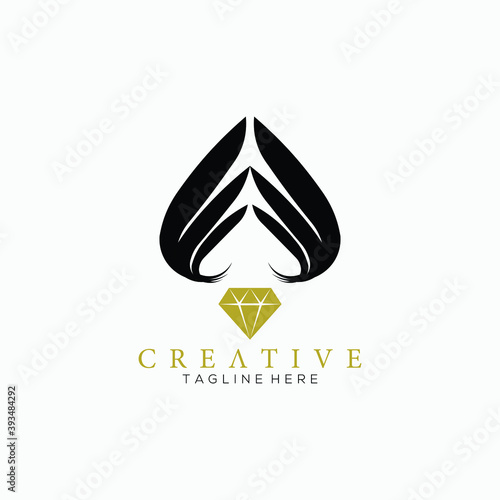 Gold and Black luxury diamond and jewel design vector logo template symbol and white background