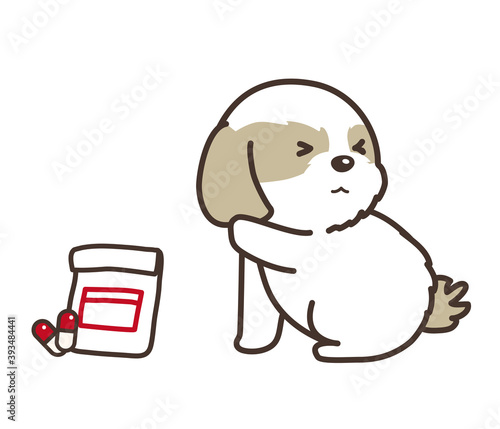 	薬を飲むのを嫌がる犬　シーズー