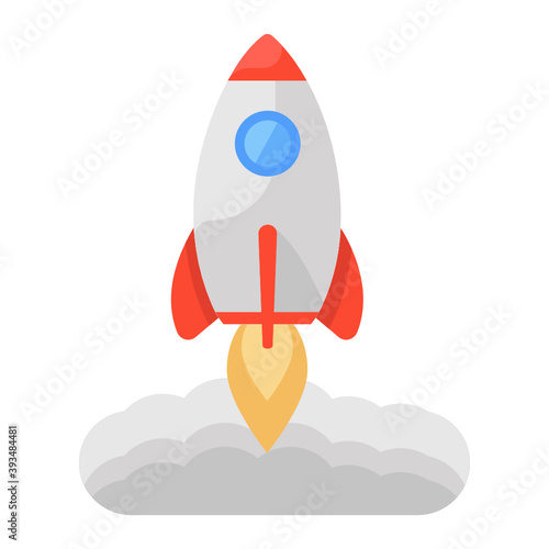 
An icon of rocket, flat design of launching 

