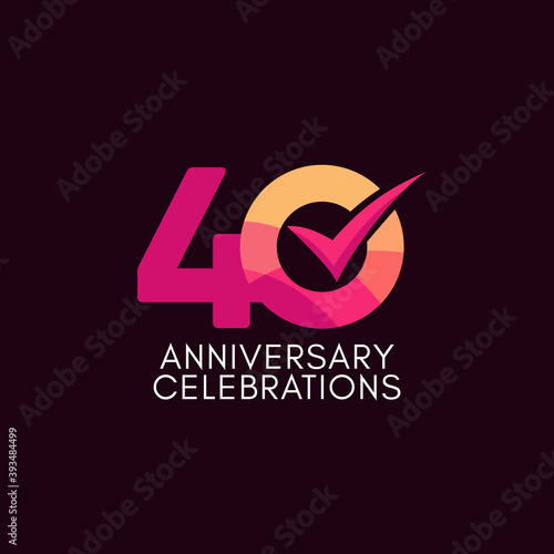 40 Years Anniversary Celebration Full Color Vector Template Design Illustration